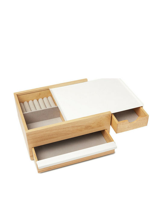 Umbra Stowit Wooden Jewellery Box with Drawer White 26x22.2x12.1cm