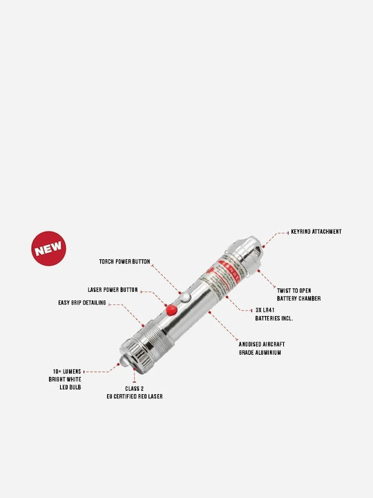 True Utility Schlüsselanhänger LaserLite Metallisch mit LED Rot