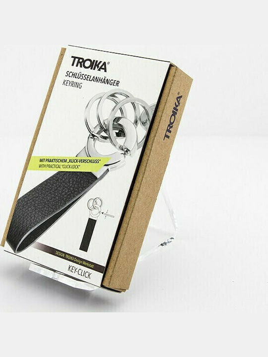 Troika Μπρελόκ Click Δερμάτινο Μαύρο