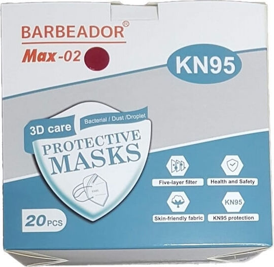 Max Barbeador Max-02 KN95 3D Care Protective Mask Protective Mask FFP2 Burgundy 1pcs