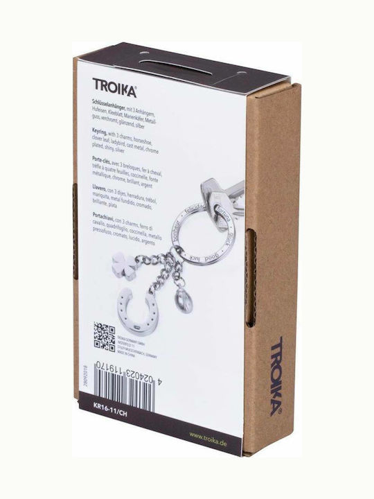 Troika Keychain Charm Glucksbringer Metallic Silver