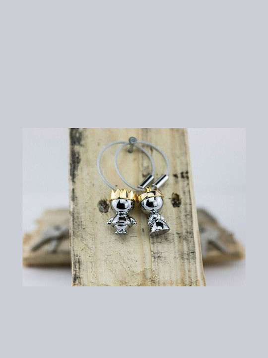 Troika Set Keychain Little King + Queen Metallic Silver 2pcs