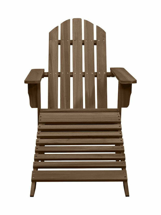 Deckchair Wooden Adirondack Brown with Table 2pcs 147.5x69.5x89.5cm.