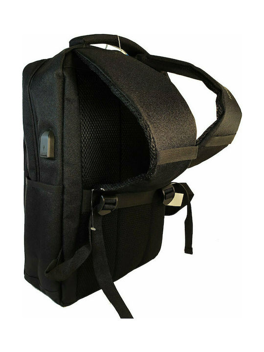 Rain Fabric Backpack Waterproof with USB Port Black 19.5lt