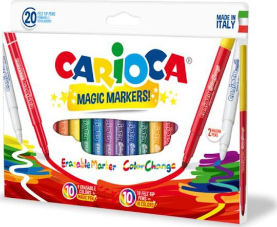 Carioca Magic Markers Μαρκαδόροι Ζωγραφικής 6mm Χονδροί, Μαγικοί Σετ 20 χρώματα