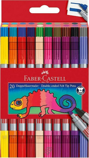 Faber-Castell 15111 Markere De Apă Subțiri Cu Vârf Dublu Lavabile Set 20 Culori