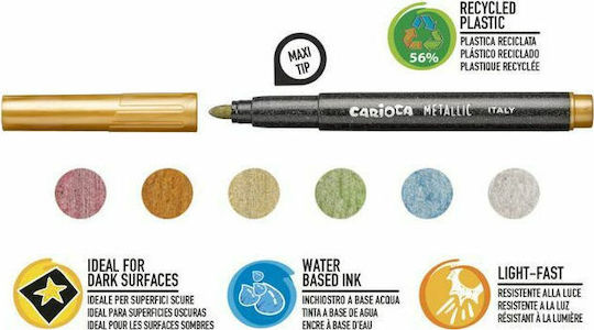 Carioca Metallic Maxi Tip Μαρκαδόροι Ζωγραφικής 6mm Χονδροί Σετ 6 χρώματα