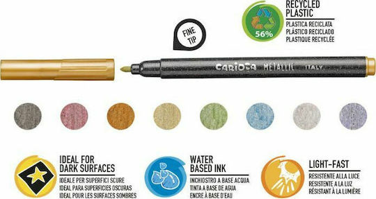 Carioca Metallic Fine Tip Μαρκαδόροι Ζωγραφικής Λεπτοί Σετ 8 χρώματα