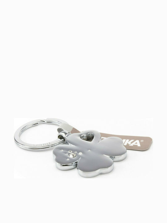Troika Metallic Silver Wallet Keychain Kleeblatt