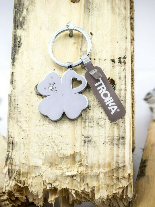 Troika Metallic Silver Wallet Keychain Kleeblatt