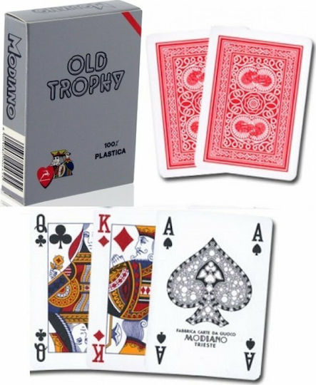 Modiano Old Trophy Poker Τράπουλα Πλαστική για Poker Κόκκινη