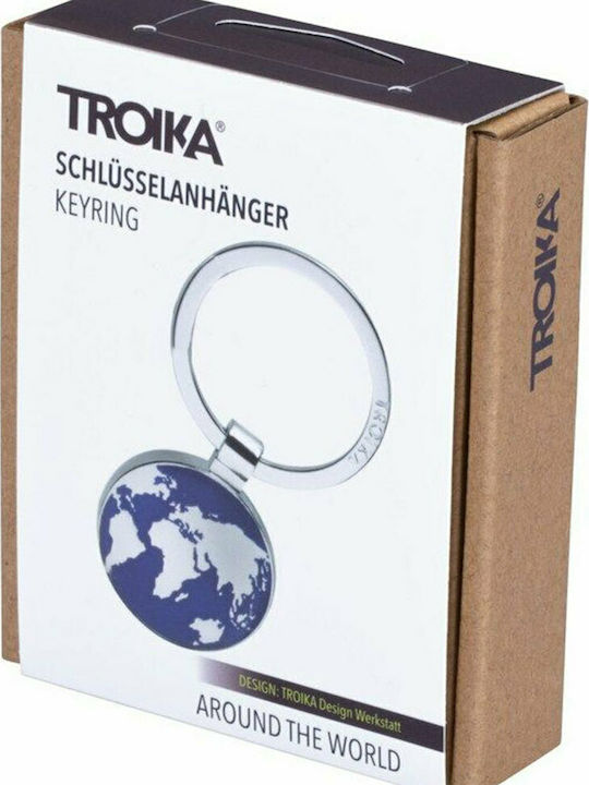 Troika Μπρελόκ Πορτοφόλι Around World Μεταλλικό Μπλε