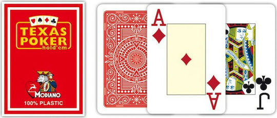 Modiano Texas Poker 2 Jumbo Playing Cards Plastic for Poker Red