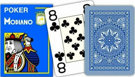 Modiano Poker 4 Jumbo Pachet de cărți Plastică pentru Poker Albastru