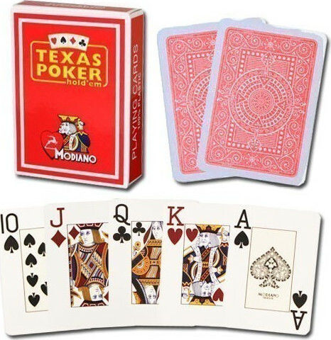 Modiano Texas Poker 2 Jumbo Playing Cards Plastic for Poker Red
