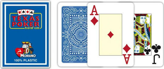 Modiano Texas Poker 2 Jumbo Playing Cards Plastic for Poker Blue