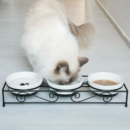 Navaris Ceramic Bowl Food & Water for Dog & Cat with Base 320ml 10.16cm in Black Color 2pcs