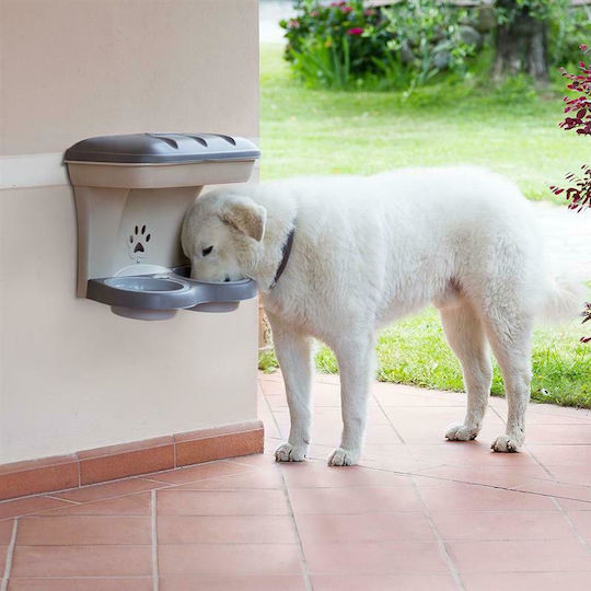 Bama Kunststoff Schale mit Behälter Futter & Wasser für Hund & Katze auf Basis von 2x 52cm in Braun Farbe