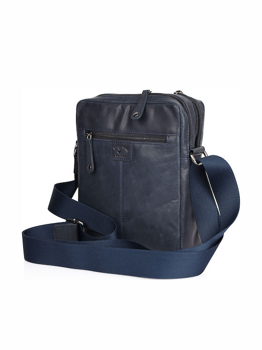Leather Men's Bag Shoulder / Crossbody Navy Blue