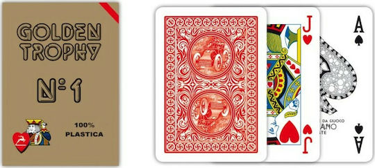 Modiano Poker Golden Trophy Τράπουλα Πλαστική για Poker Κόκκινη