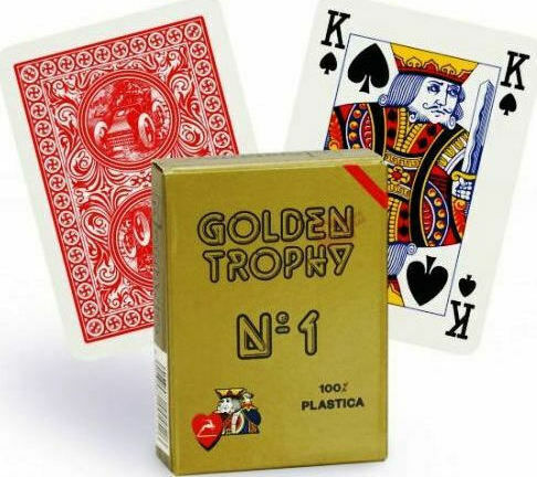 Modiano Poker Golden Trophy Τράπουλα Πλαστική για Poker Κόκκινη