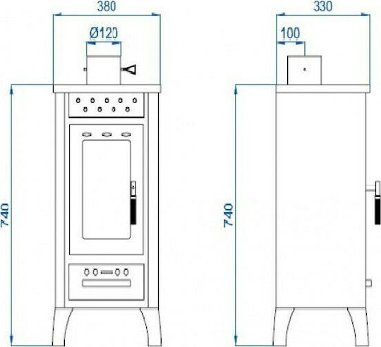 Gekas Metal MG 100 Χαλύβδινη Ξυλόσομπα 8.5kW Μαύρη