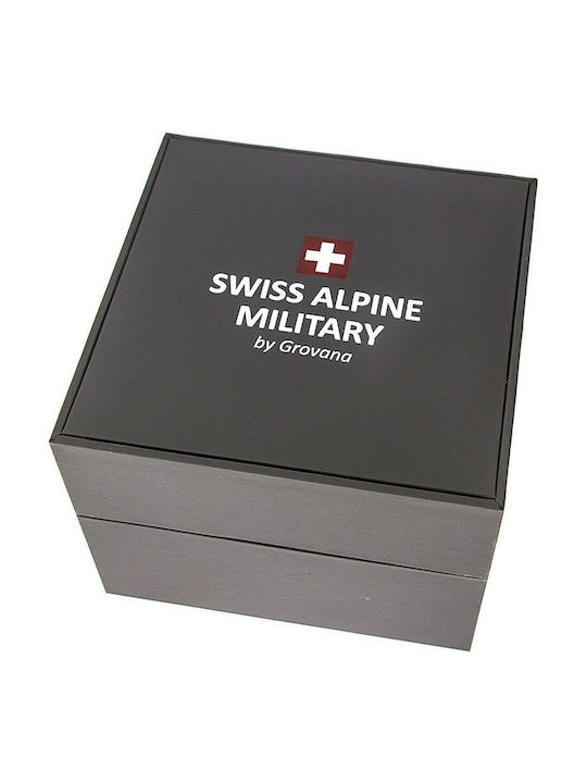 Swiss Alpine Military by Grovana Ανδρικό Ρολόι 42mm Μπαταρίας με Μαύρο Μεταλλικό Μπρασελέ
