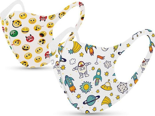Tili Fashion Face Mask με Σχέδια Space & Emoji 2τμχ