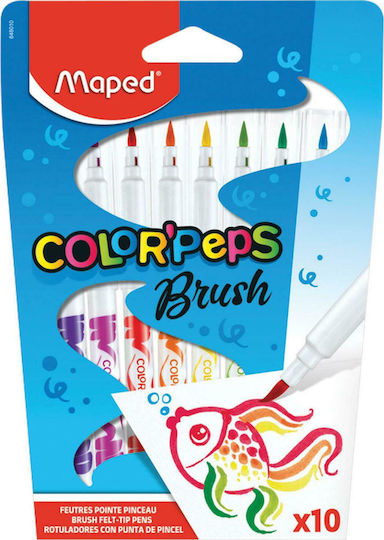 Maped Color'Peps Brush Μαρκαδόροι Ζωγραφικής 2.8mm Πλενόμενοι Σετ 10 χρώματα