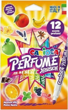 Carioca Perfume Μαρκαδόροι Ζωγραφικής Χονδροί, Πλενόμενοι, Αρωματικοί Σετ 12 χρώματα
