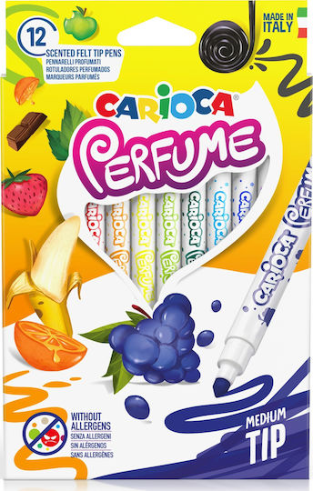 Carioca Perfume Μαρκαδόροι Ζωγραφικής Χονδροί, Πλενόμενοι, Αρωματικοί Σετ 12 χρώματα