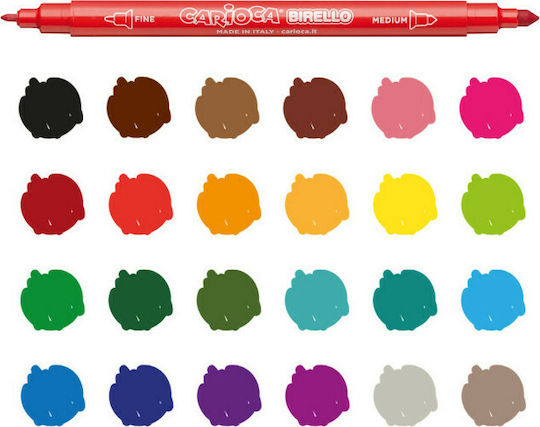 Carioca Birello Double Tip Washable Drawing Markers 4mm Thin Double Tip Set 24pcs