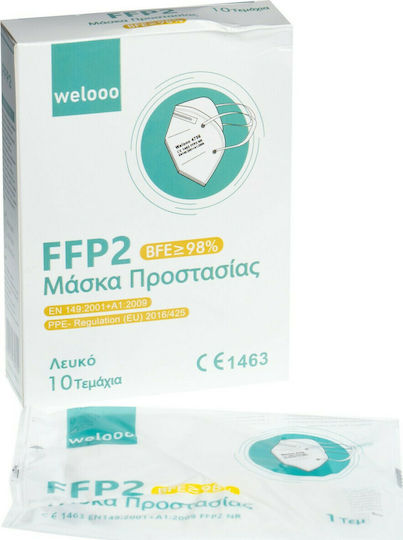 Welooo FFP2 NR Маска за защита FFP2 Бял 10бр