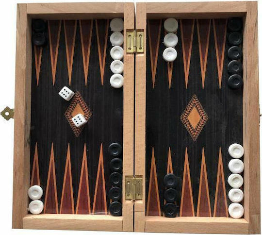 Campus Beech Mini Backgammon Wooden with Checkers 21x21cm