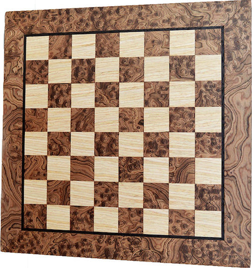 Manopoulos Walnut Burl & Oak Inlaid Χειροποίητη Σκακιέρα Ξύλινη 50x50cm