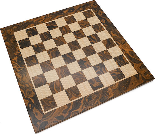 Manopoulos Walnut Burl & Oak Inlaid Χειροποίητη Σκακιέρα Ξύλινη 50x50cm