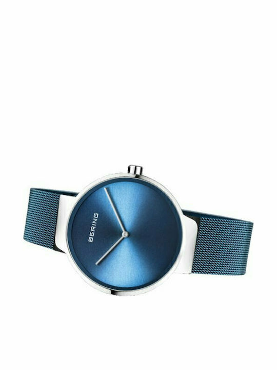 Bering Time Men's Watch 39mm Battery with Blue Stainless Steel Bracelet