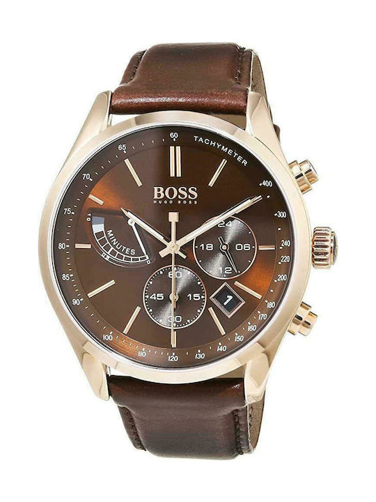 Hugo Boss Governor Watch Battery with Brown Leather Strap