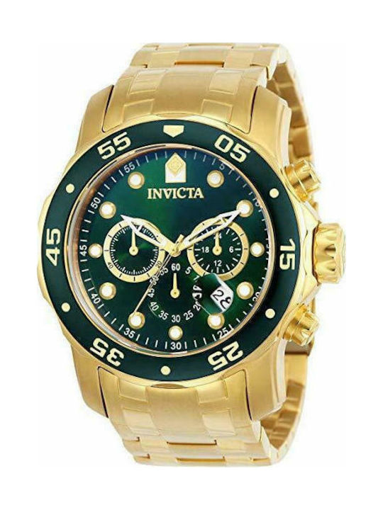 Invicta Uhr Chronograph Batterie mit Gold Metallarmband 0075