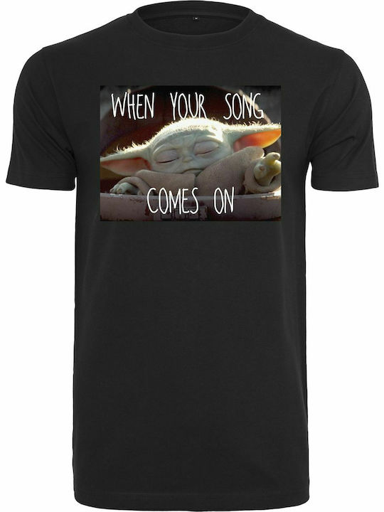 Merchcode Baby Yoda Song T-shirt Star Wars Μαύρο Βαμβακερό
