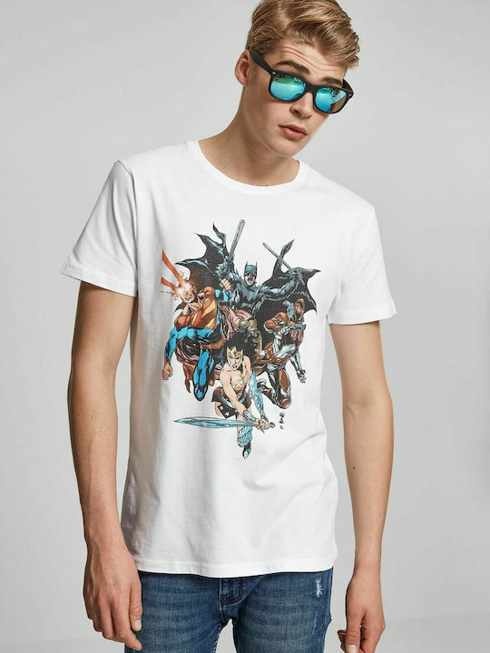 Merchcode Justice League Crew T-shirt Weiß Baumwolle