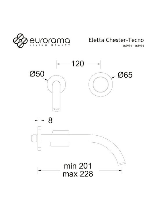 Eurorama Eletta Chester Built-in Mixer & Spout Set for for Bathroom Sink 1 Exit Bronze Brushed
