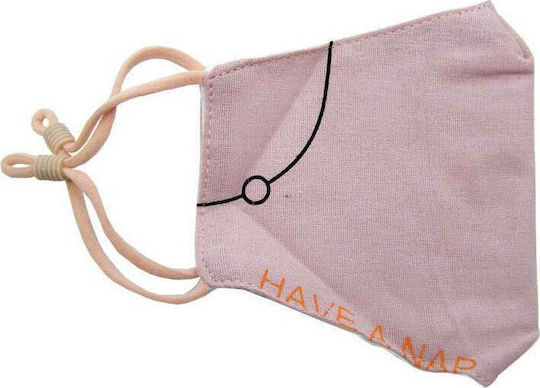 Natural Home Cotton Children's Mask with Adjustable Strap Protective Mask Fabric Kids Pink 1pcs