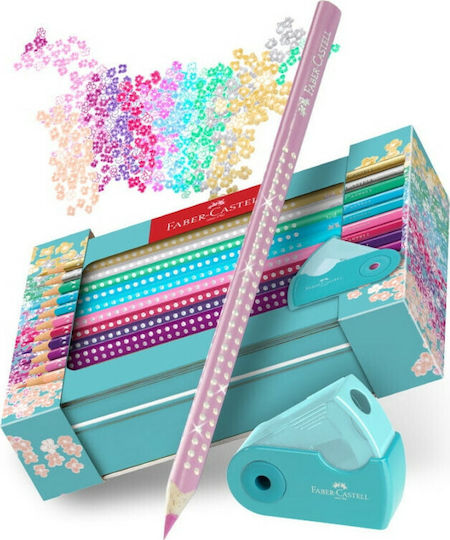Faber-Castell Sparkle Colored Pencil Set Metallic with Sharpener Package of 1 packages
