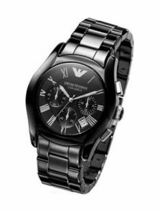 Emporio Armani Ceas Barbati Ceramic 42mm Cronograf Baterie cu Brățară Ceramică Neagră