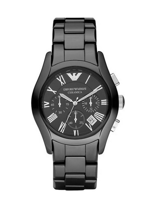 Emporio Armani Ceas Barbati Ceramic 42mm Cronograf Baterie cu Brățară Ceramică Neagră