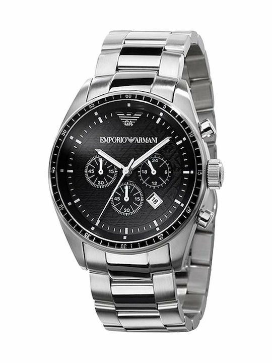 Emporio Armani Men's Watch 43mm Battery Chronograph With Silver Metal Bracelet