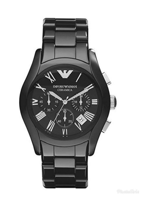 Emporio Armani Ceas Barbati Ceramic 42mm Cronograf Baterie cu Brățară Ceramică Neagră