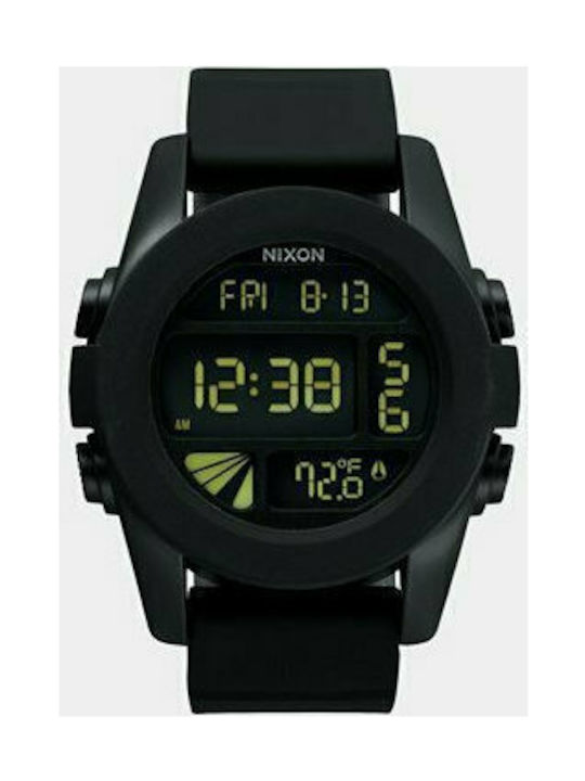 Nixon Digital Battery Watch with Rubber Strap Black