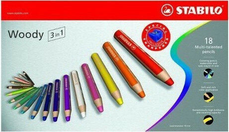 Stabilo Woody 3 in 1 Colored Pencil Set + Sharpener Package of 1 packages